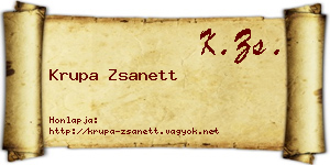 Krupa Zsanett névjegykártya